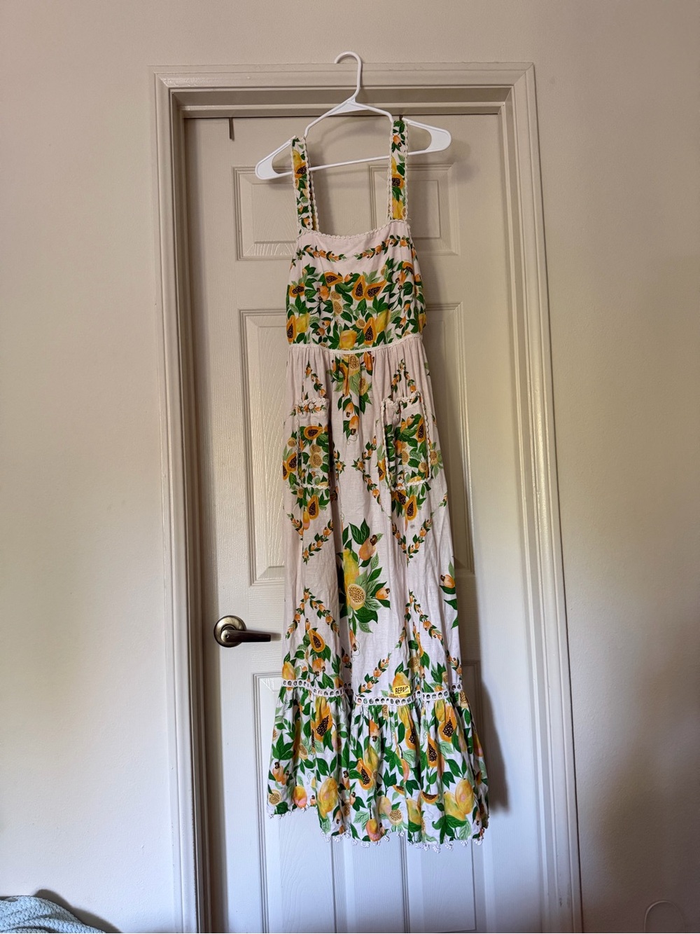 Farm Rio Maxi Sundress with Papaya and Floral Print